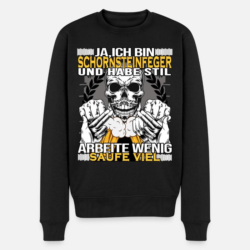 schornsteinfeger arbeitet wenig trinkt viel - Männer Premium Bio Pullover - Schwarz