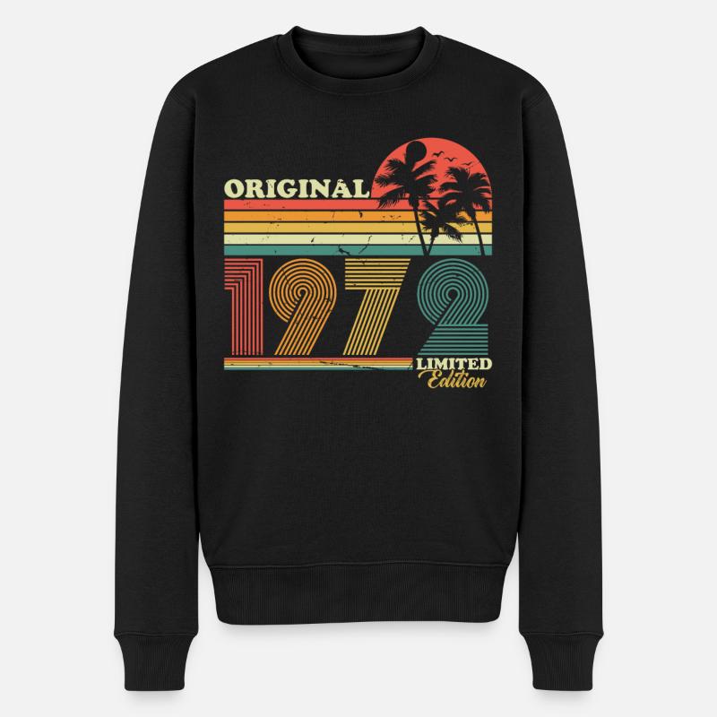 1972 Jahrgang Geburtstag Retro Vintage Geschenk - Männer Premium Bio Pullover - Schwarz