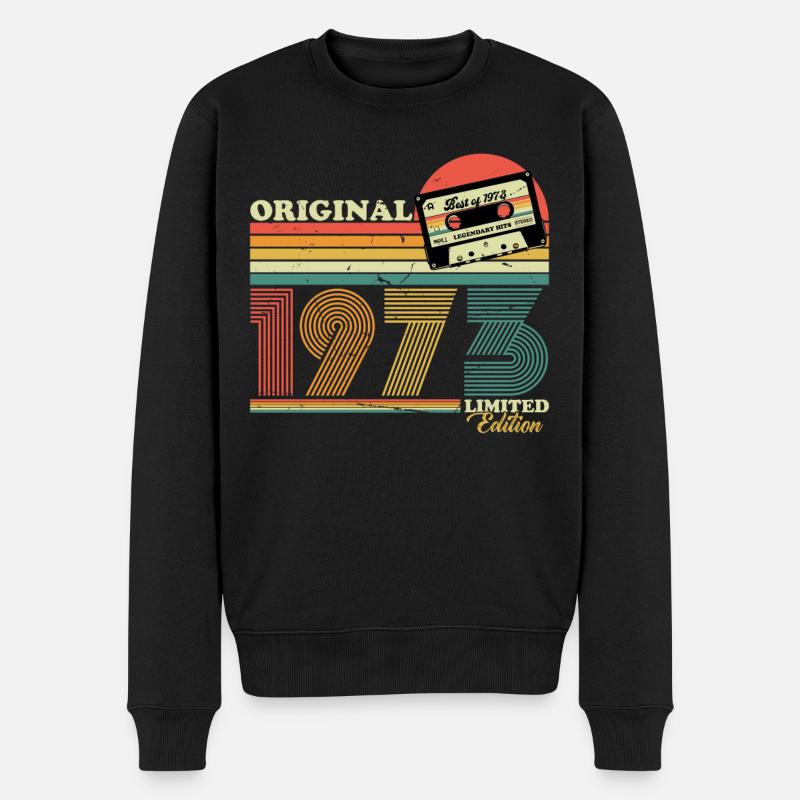 1973 Jahrgang Geburtstag Retro Vintage Geschenk - Männer Premium Bio Pullover - Schwarz