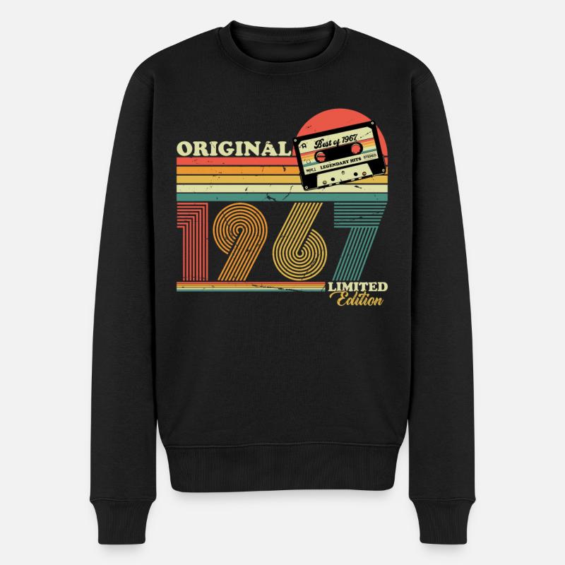 1967 Jahrgang Geburtstag Retro Vintage Geschenk - Männer Premium Bio Pullover - Schwarz