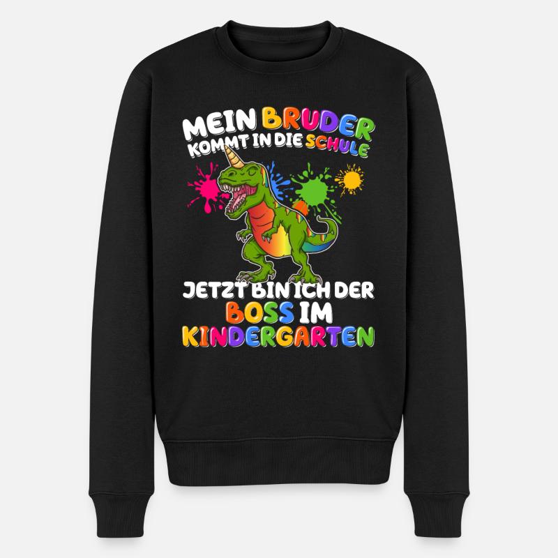 Mein Bruder Kommt In Die Schule Kindergarten - Männer Premium Bio Pullover - Schwarz