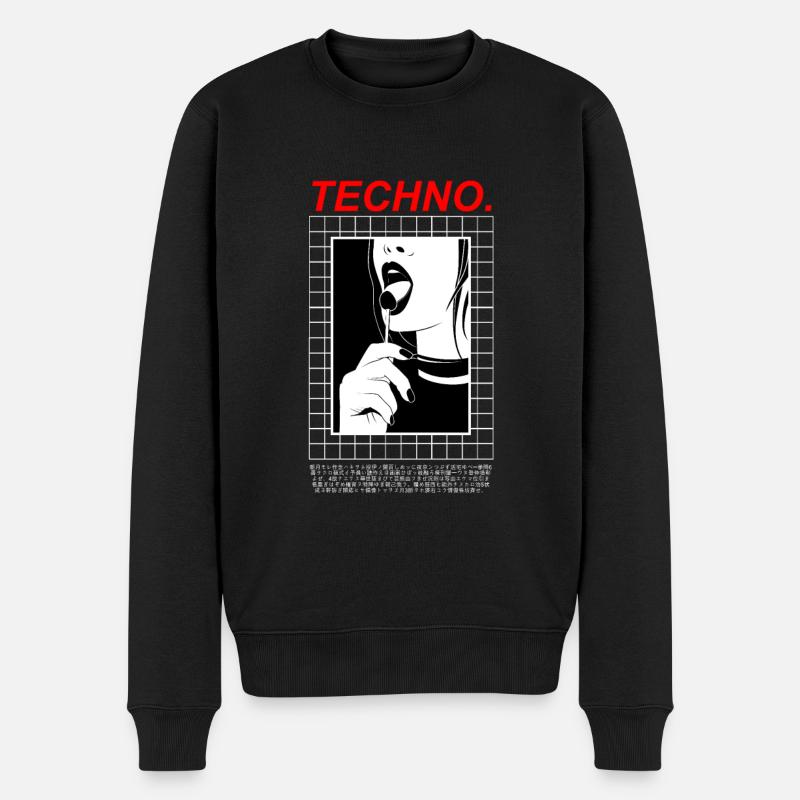 Techno Love - Männer Premium Bio Pullover - Schwarz
