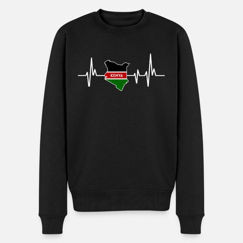 Heartbeat Design Drapeau kenyan Kenya - Pull Premium bio Homme - noir