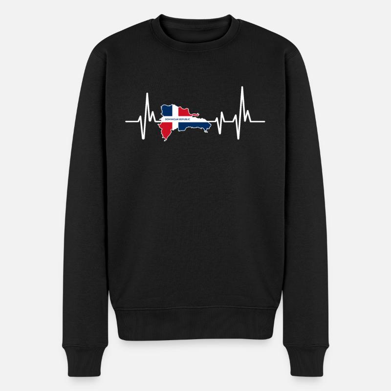 Heartbeat Design Flagge Dominikanische Republik - Männer Premium Bio Pullover - Schwarz