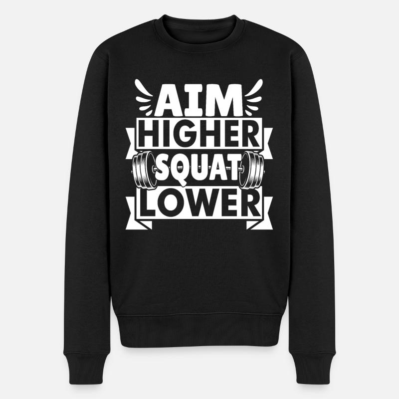 Aim Higher Squat Lower - Men's Premium Organic Jumper - black