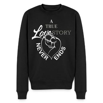 Alpaka Lama Love Story - Männer Premium Bio Pullover - Schwarz - Vorne - Nico (187cm)