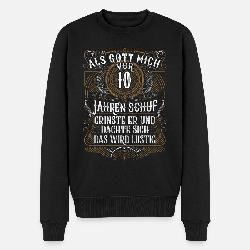 Als Gott mich vor 10 Jahren schuf 10. Geburtstag - Männer Premium Bio Pullover - Schwarz