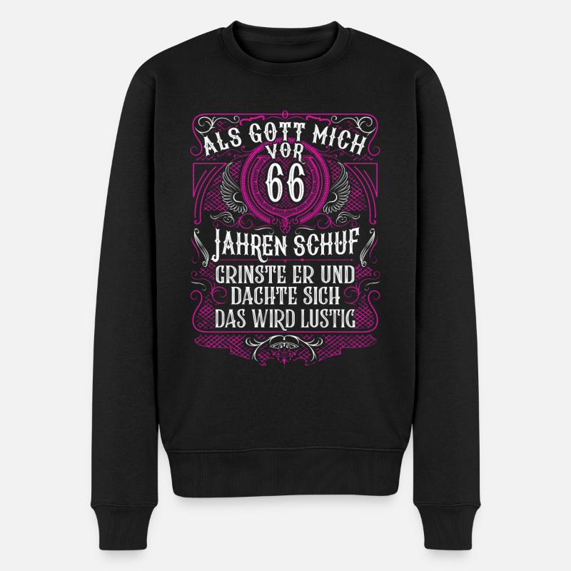 Als Gott mich vor 66 Jahren schuf 66. Geburtstag - Männer Premium Bio Pullover - Schwarz
