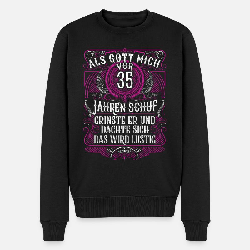 Als Gott mich vor 35 Jahren schuf 35. Geburtstag - Männer Premium Bio Pullover - Schwarz