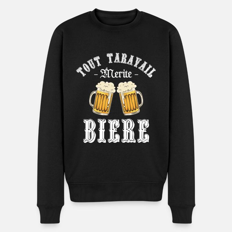 Tout travail mérite sa bière !! - Pull Premium bio Homme - noir