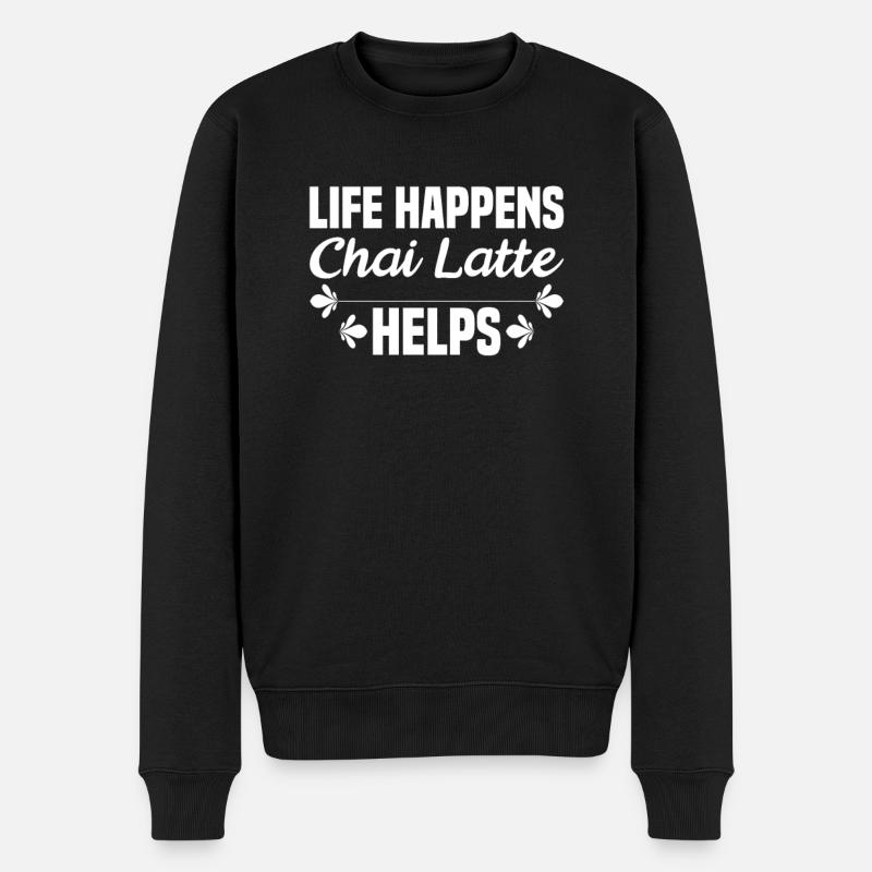 Chai-tee-latte - Männer Premium Bio Pullover - Schwarz
