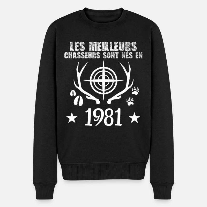 Chasseur | Anniversaire chasseur 1981 - Pull Premium bio Homme - noir