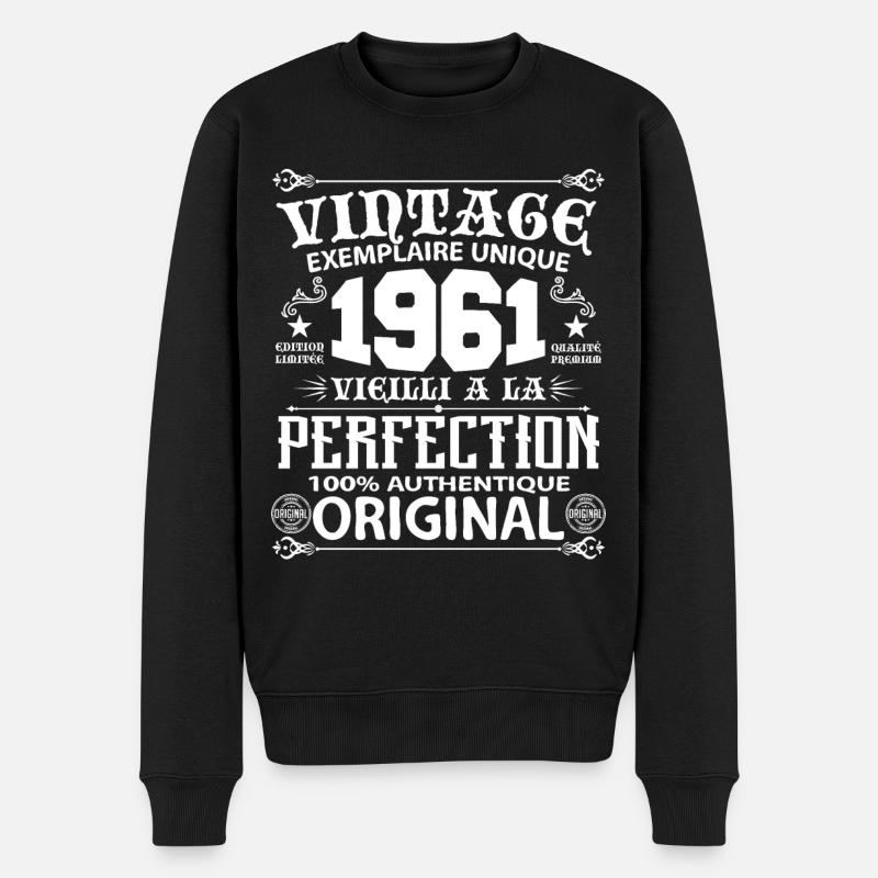1961 Vintage Anniversaire 1961 exemplaire unique - Pull Premium bio Homme - noir