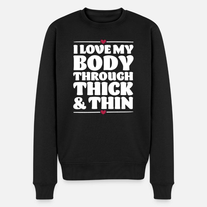 Liebe deinen Körper - Männer Premium Bio Pullover - Schwarz
