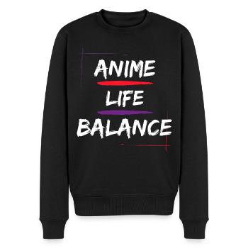 Anime Life Balance - Männer Premium Bio Pullover - Schwarz - Vorne - Nico (187cm)