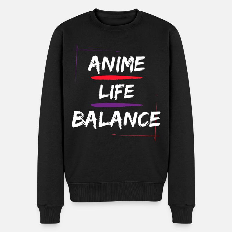 Anime Life Balance - Männer Premium Bio Pullover - Schwarz