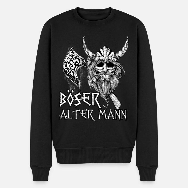 Wikinger Böser Alter Mann Ein - Männer Premium Bio Pullover - Schwarz