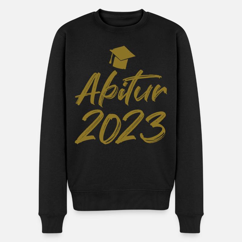 Abschluss Abitur 2023 Hut Pinselschrift - Männer Premium Bio Pullover - Schwarz