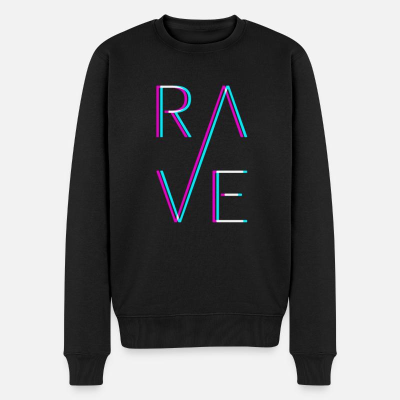 Techno Rave Festival Electro Musik Raver - Männer Premium Bio Pullover - Schwarz