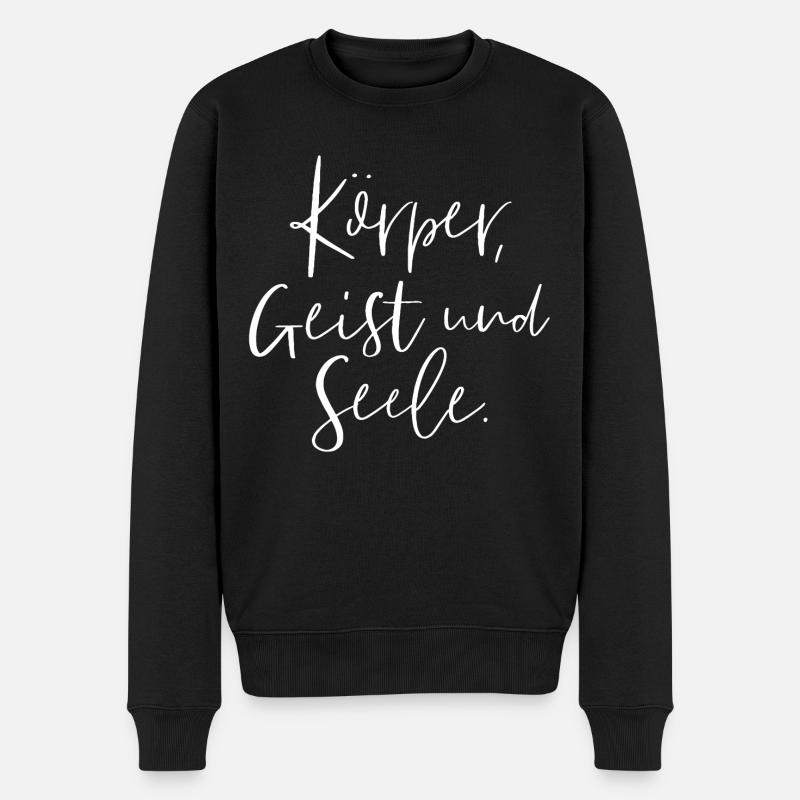 Körper, Geist und Seele - Männer Premium Bio Pullover - Schwarz