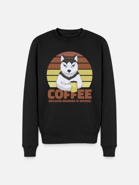 Coffee Dog Husky - Men's Premium Organic Jumper - black