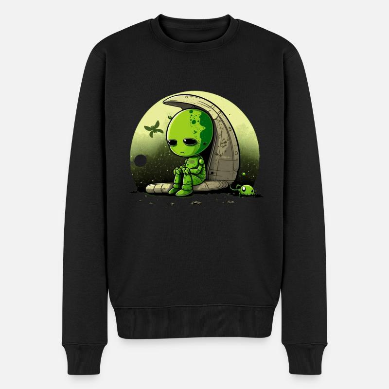 Trauriger Alien - Männer Premium Bio Pullover - Schwarz