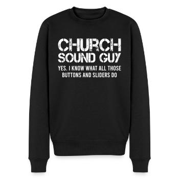 Ingénieur du son Ingénieur du son Ingénieur du son Musique - Pull Premium bio Homme - noir - Devant - Nico (187cm)