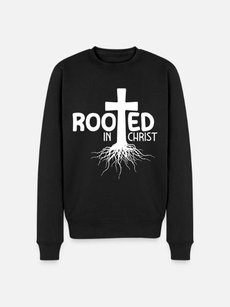 Rooted In Christ - Männer Premium Bio Pullover - Schwarz