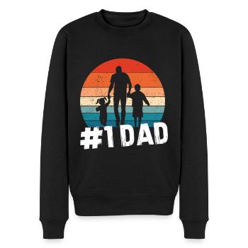 #1 Dad Daddy Dad Vintage - Men's Premium Organic Jumper - black - Front - Nico (187cm)