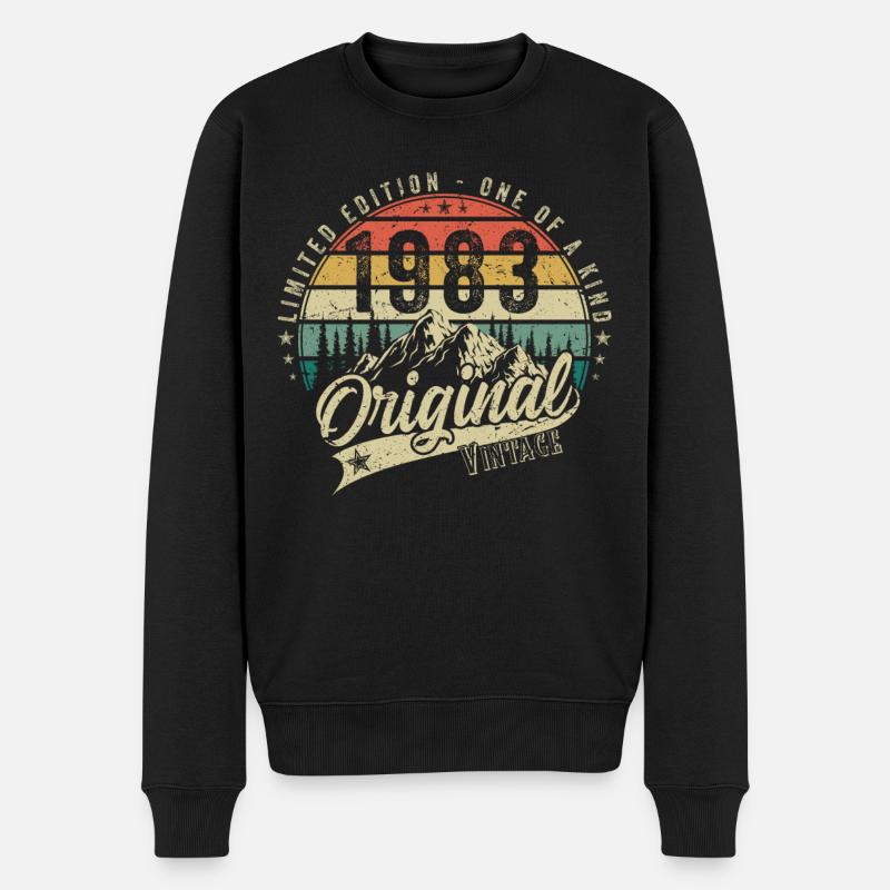 1983 Jahrgang Geburtstag Retro Vintage Geschenk - Männer Premium Bio Pullover - Schwarz
