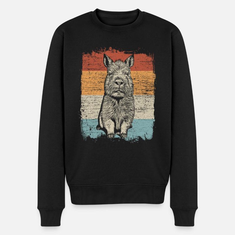 Capybara capybara rétro rongeur animal drôle - Pull Premium bio Homme - noir