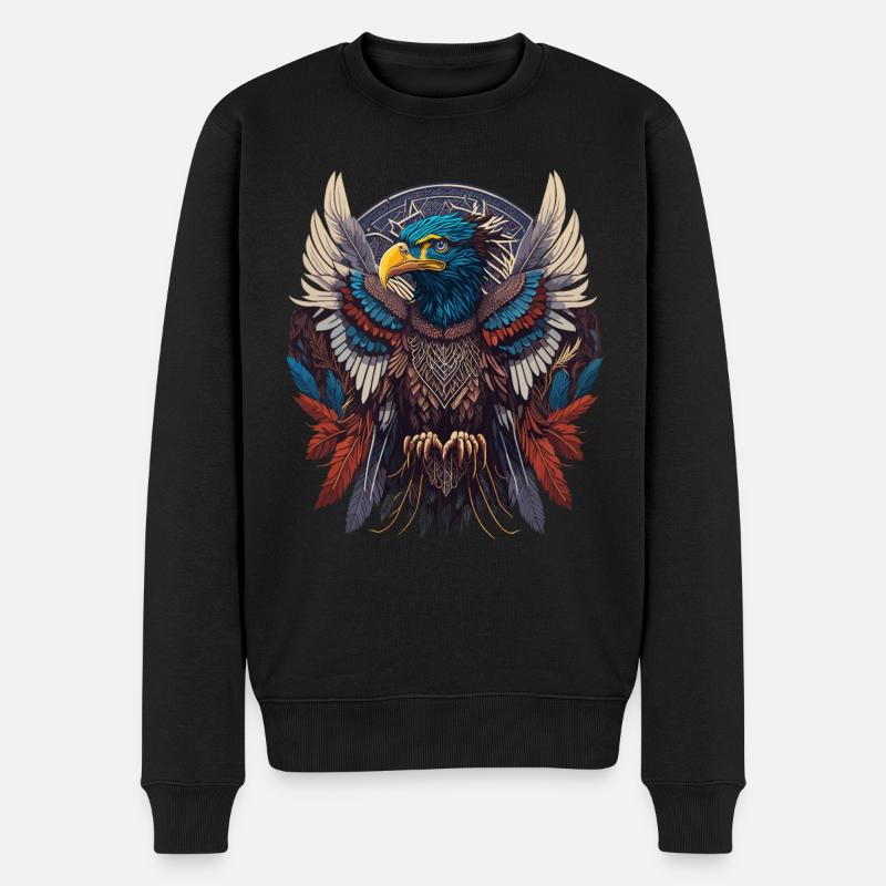 Native American Adler Traumfänger - Männer Premium Bio Pullover - Schwarz