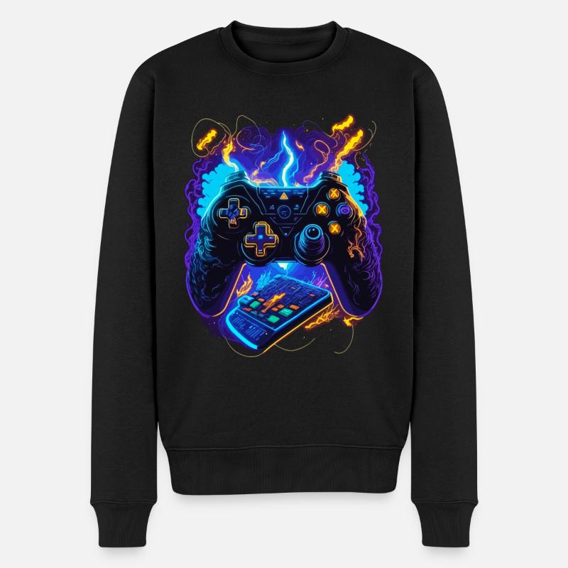 Cyber Gaming Controller - Männer Premium Bio Pullover - Schwarz