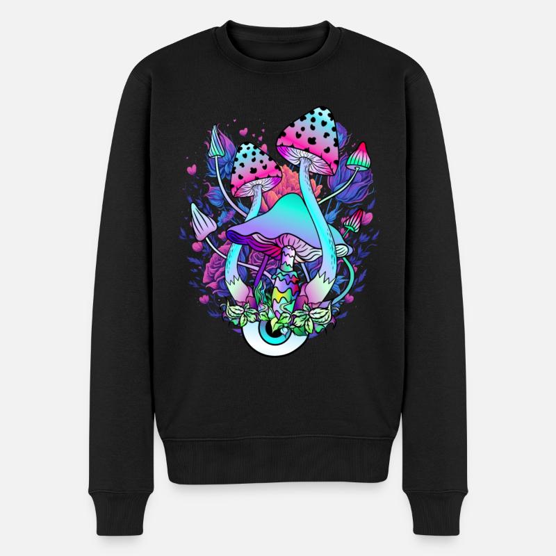 Psychédélique Champignon Yeux Nature Art - Pull Premium bio Homme - noir