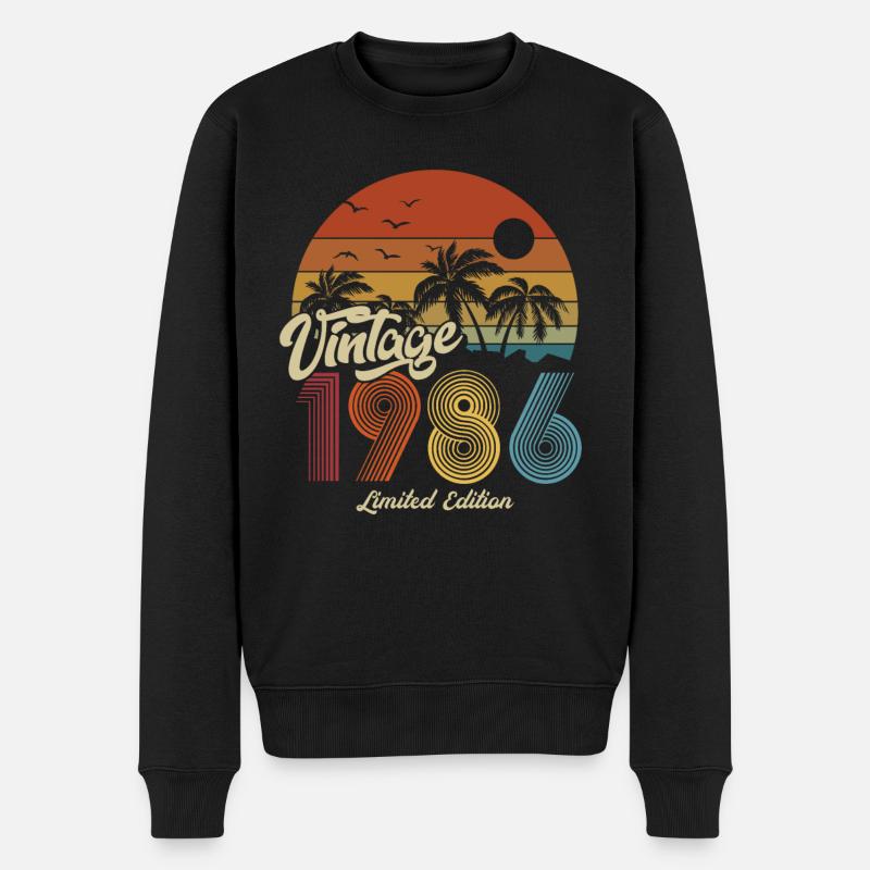 1986 Geburtstag geboren im Jahr 1986 Retro Vintage - Männer Premium Bio Pullover - Schwarz