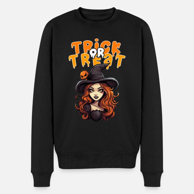 Halloween Design gruseliges Hexen Design - Männer Premium Bio Pullover - Schwarz