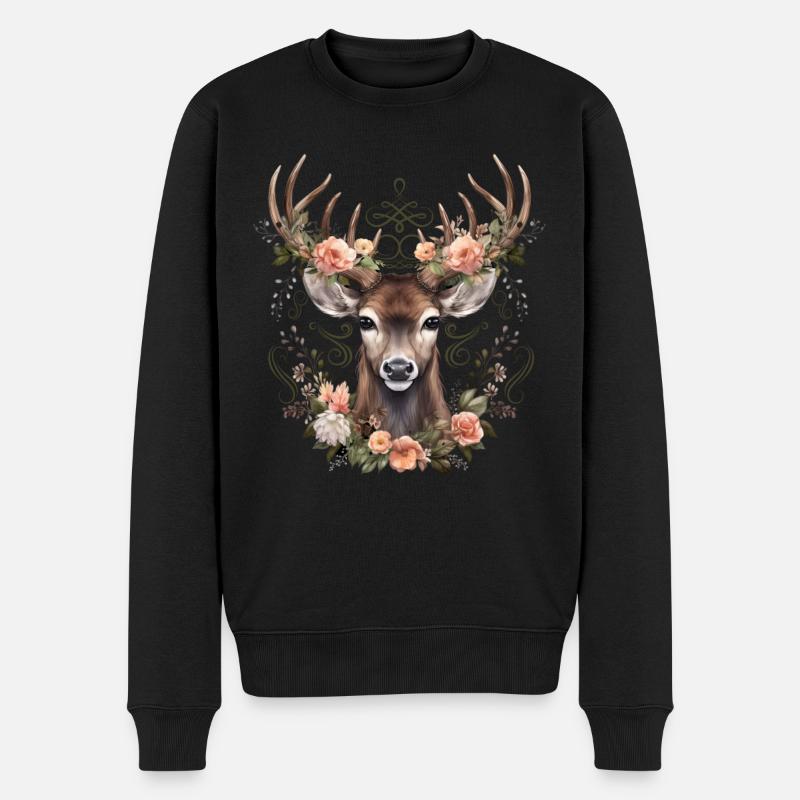 Ersatz Dirndl Hirschgeweih Hirsch - Männer Premium Bio Pullover - Schwarz