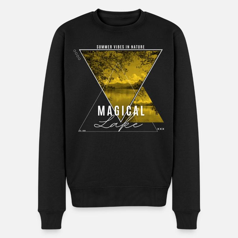 Magical Lake - Männer Premium Bio Pullover - Schwarz