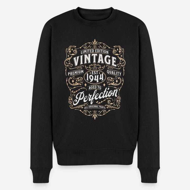Vintage 1944 Geburtstag legendär seit 1944 - Männer Premium Bio Pullover - Schwarz