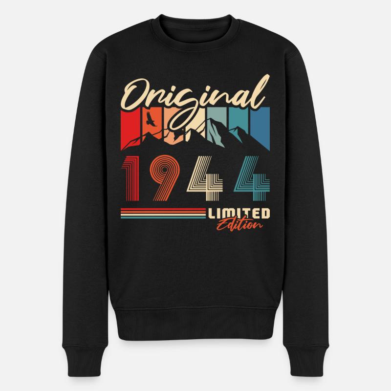 Vintage Jahrgang 1944 geboren Geburtstag - Männer Premium Bio Pullover - Schwarz