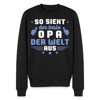 Bester Opa der Welt Vatertag Geschenkidee - Männer Premium Bio Pullover - Schwarz - Vorne - Nico (187cm)