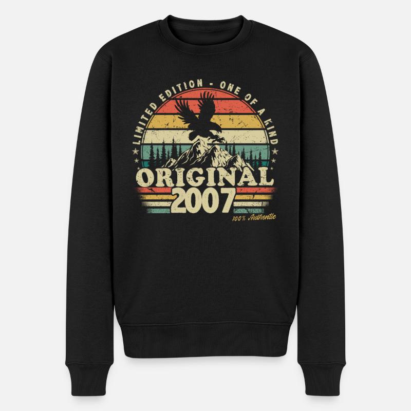 2007 Jahrgang Geburtstag Retro Vintage Geschenk - Männer Premium Bio Pullover - Schwarz