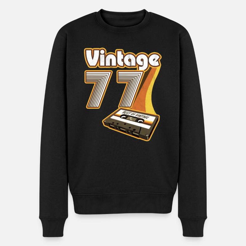 1977 Geburtstag geboren im Jahr 1977 Retro Vintage - Männer Premium Bio Pullover - Schwarz
