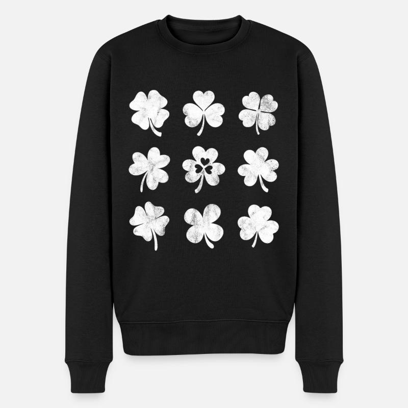 Kleeblätter - Männer Premium Bio Pullover - Schwarz