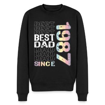 Bester Papa der Welt seit 1987 Vatertag - Männer Premium Bio Pullover - Schwarz - Vorne - Nico (187cm)