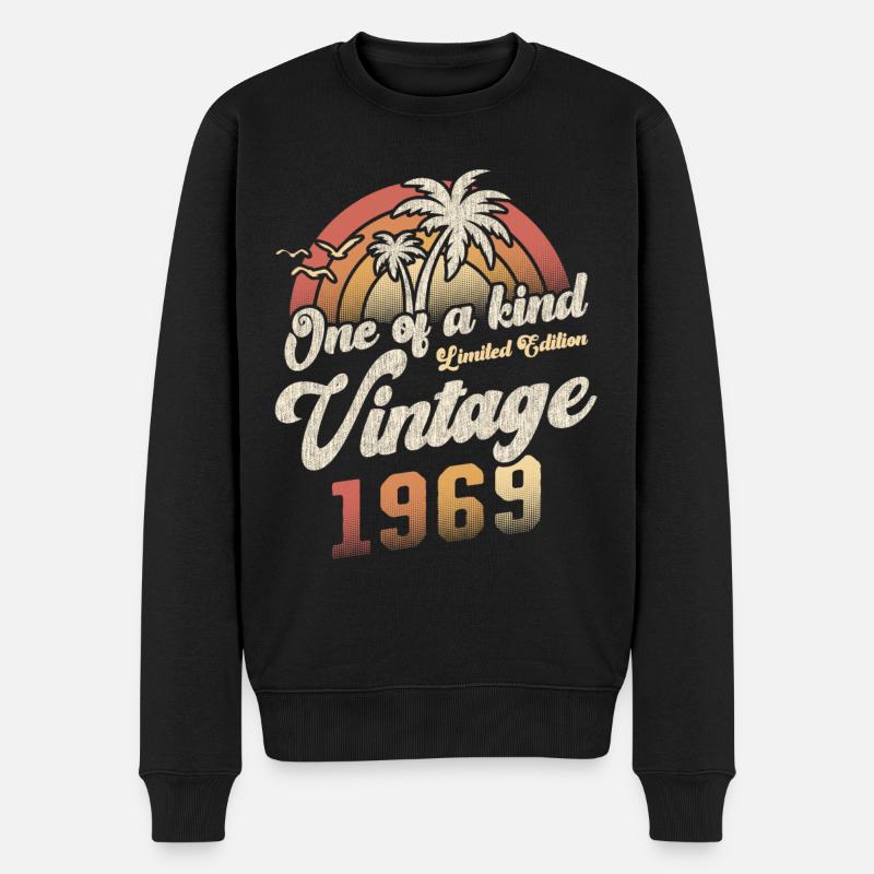 Millésime 1969 Anniversaire Palmiers - Pull Premium bio Homme - noir