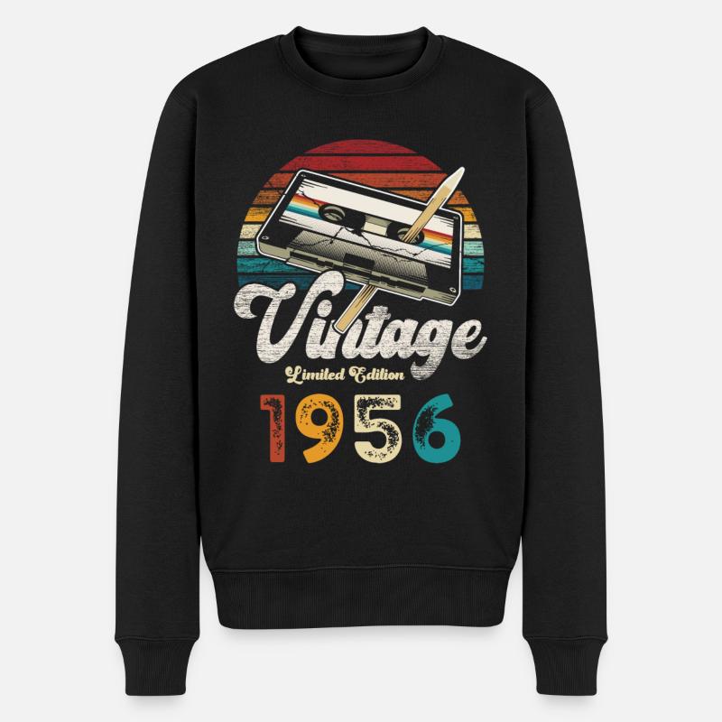 Vintage 1956 Anniversaire Cassette Crayon - Pull Premium bio Homme - noir