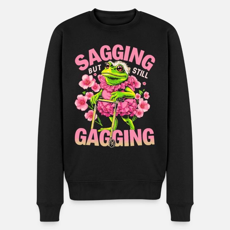 Humor Frosch schlaff, aber immer noch würgend - Frosch Meme - Männer Premium Bio Pullover - Schwarz