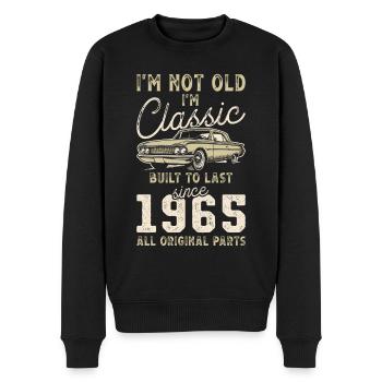 Geboren 1965 Geburtstag Oldtimer - Männer Premium Bio Pullover - Schwarz - Vorne - Nico (187cm)
