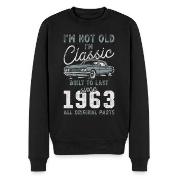 Geboren 1963 Geburtstag Oldtimer - Männer Premium Bio Pullover - Schwarz - Vorne - Nico (187cm)